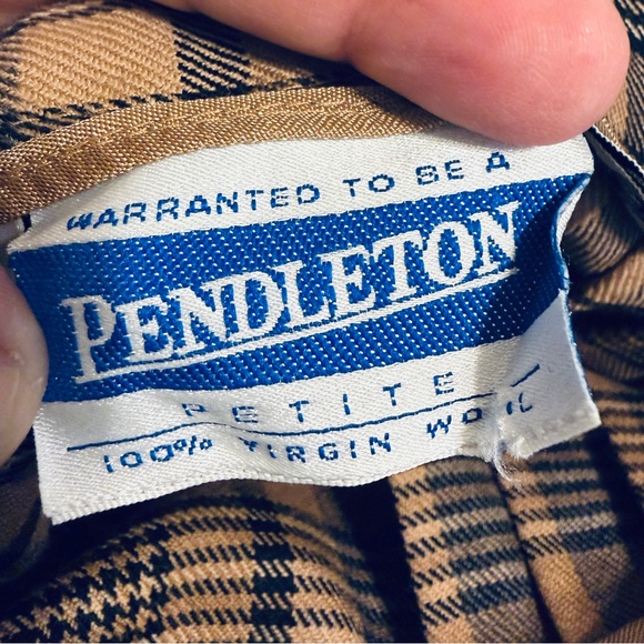 Pendleton Tan and Black Plaid Pleated Midi Skirt - Picture 6 of 7